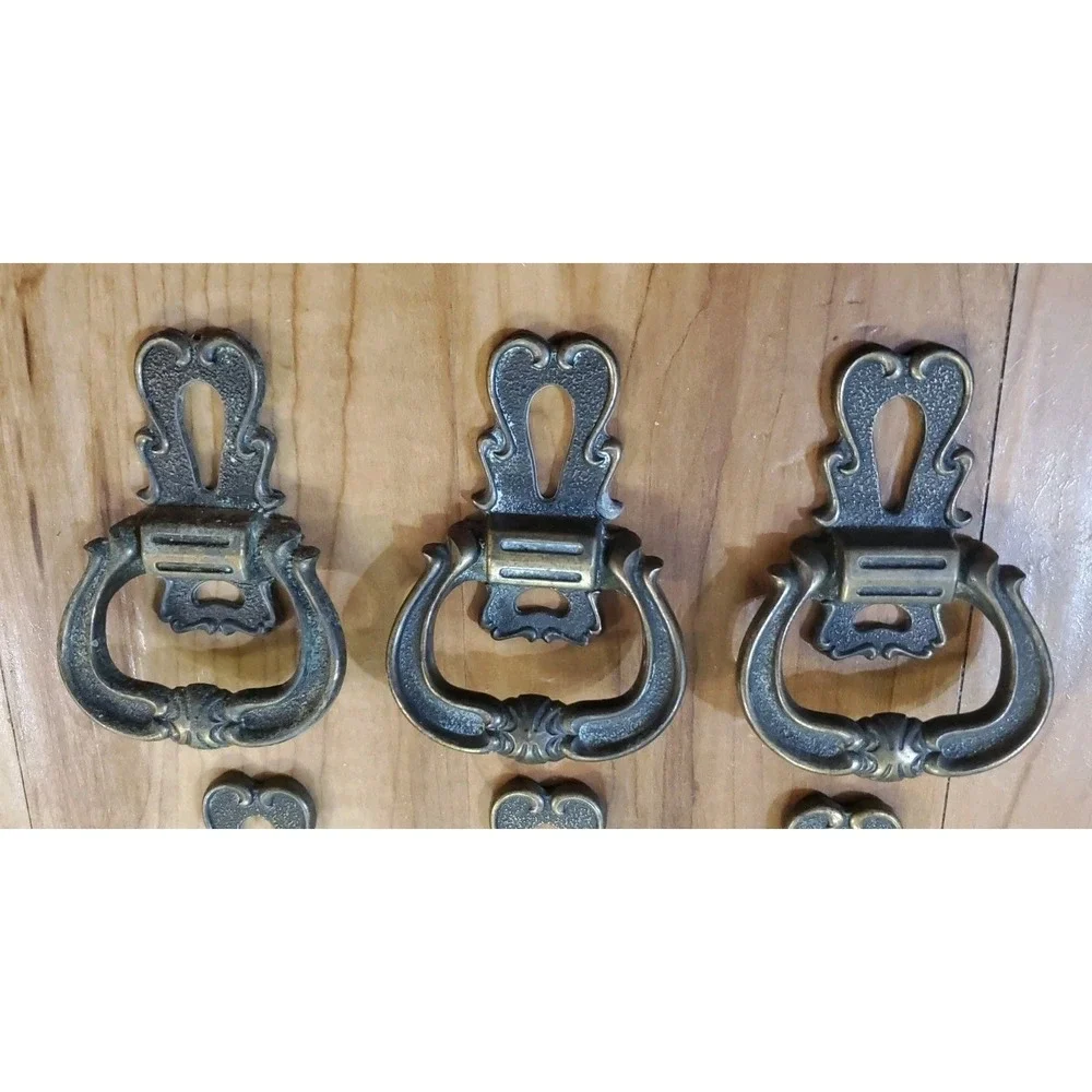 10 Vintage 60s Hyer Antiqued Bronze Fixed‎ Handle Pulls